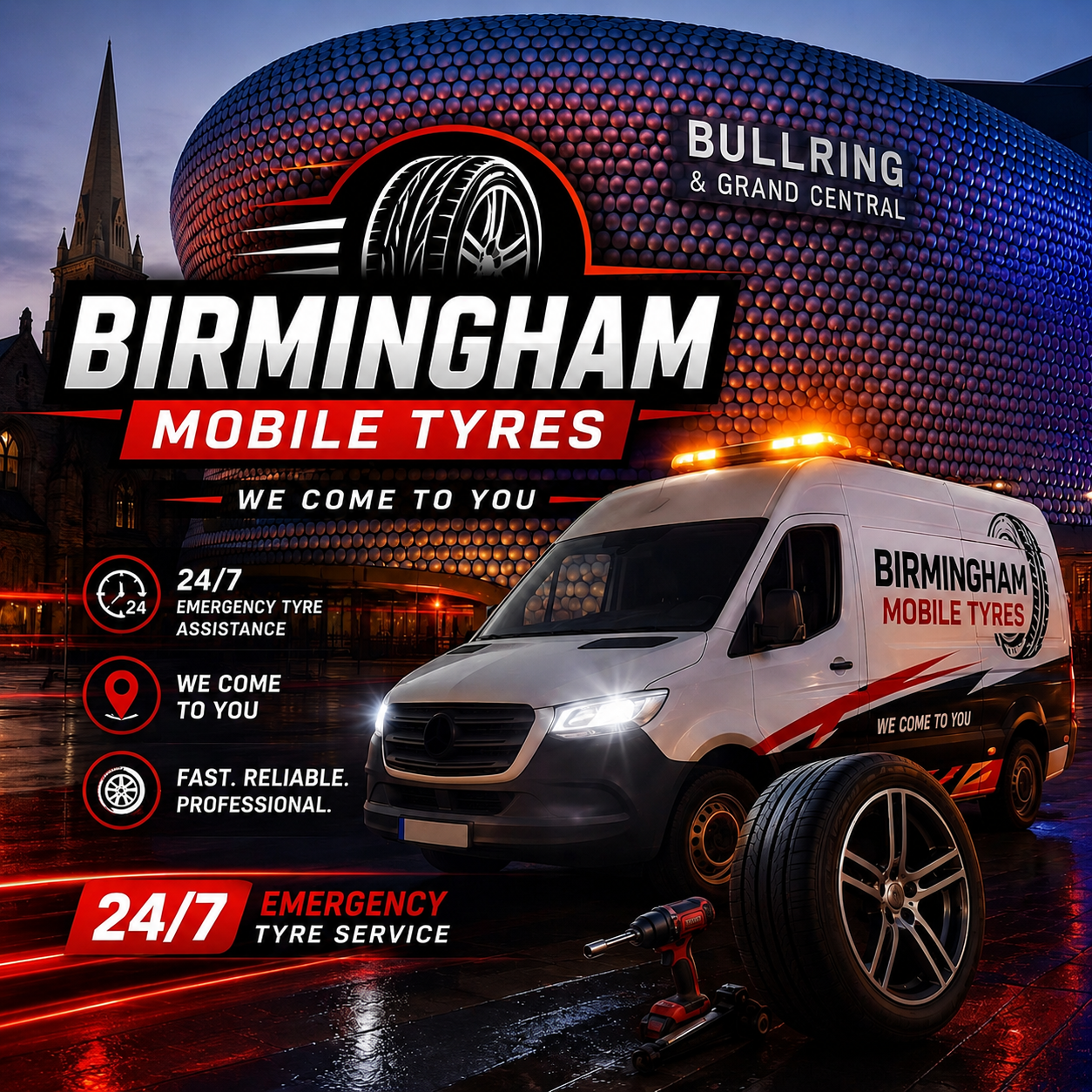 Birmingham Mobile Tyres 24/7 emergency tyre service